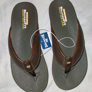 Skechers Relaxed Fit Memory Foam Pelem EMIRO Chocolate Flip Flop Thong Sandal